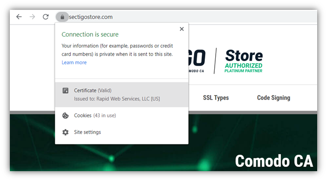 Hình ảnh trang web có hình khóa sử dụng chứng chỉ SSL/TLS