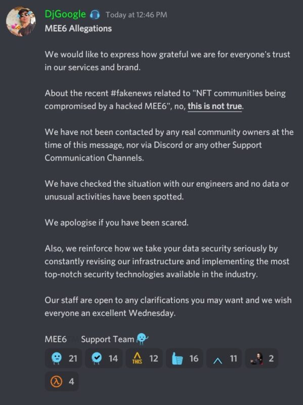 Thông báo Kênh Discord Chính thức của MEE6