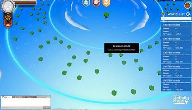 Bản đồ thế giới trong trò chơi Infinite Skies