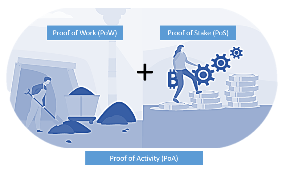Proof of Activity (PoA) kết hợp cơ chế bằng chứng công việc (PoW) và bằng chứng cổ phần (PoS).