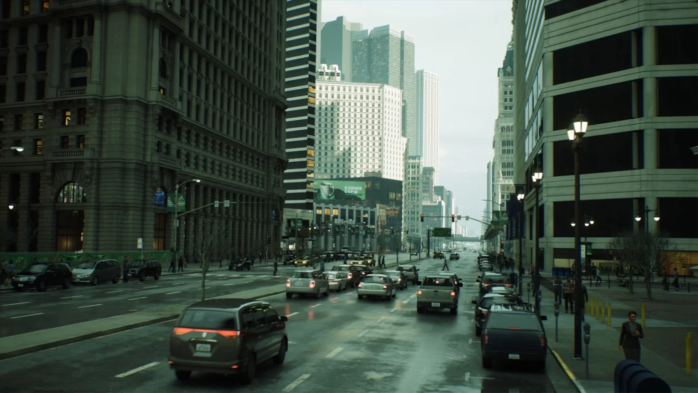 Ảnh chụp màn hình từ môi trường demo của Unreal 5 City.
