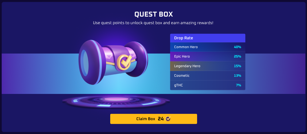 Bảng Drop Rate trong các hộp quest của Marketplace Quest