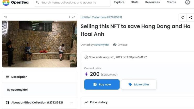 NFT chụp hai người nghi là nghệ sĩ Việt rao bán 200.000 đô la mỹ