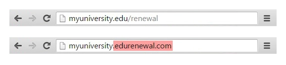 Ví dụ về đường link URL không chính xác trong cuôc tấn công lừa đảo