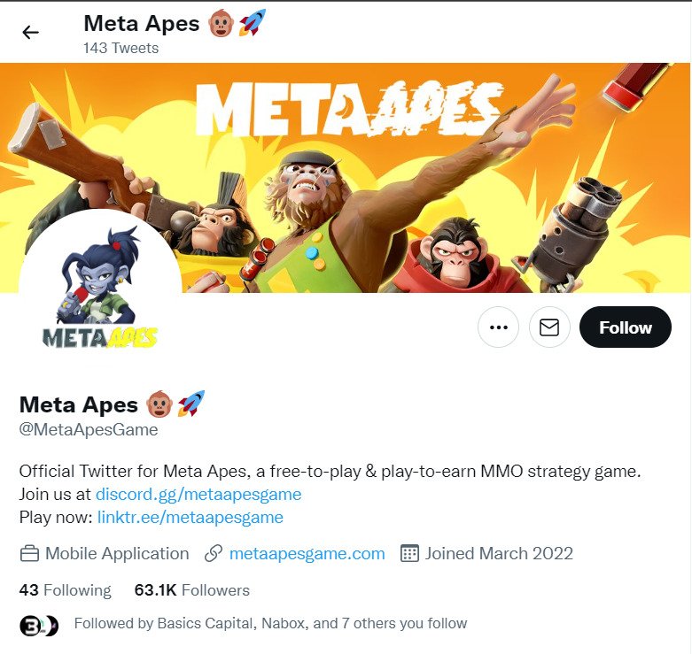 Twitter chính thức của Meta Apes
